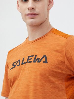 Тениска с дълъг ръкав с принт Salewa оранжево