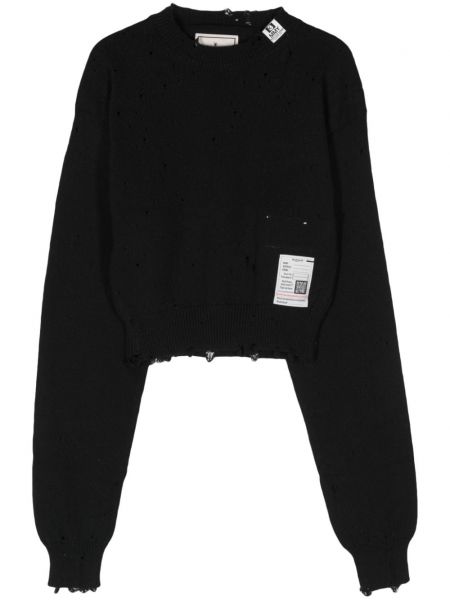 Пуловер с протрити краища Maison Mihara Yasuhiro черно
