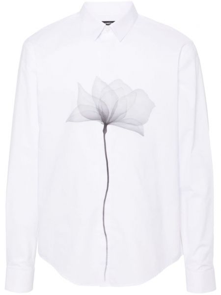 Памучна дълга риза на цветя с принт Patrizia Pepe бяло