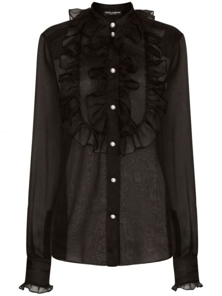 Μεταξωτή μπλούζα Dolce & Gabbana μαύρο