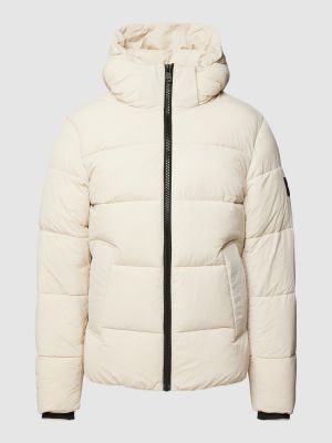 Pikowana nylonowa kurtka puchowa z kapturem Ck Calvin Klein beżowa