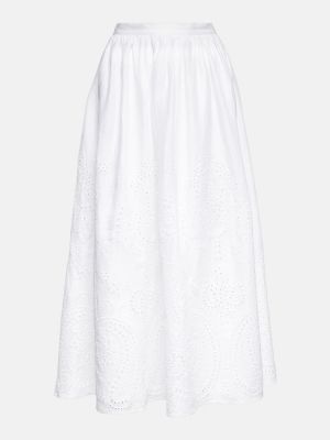 Lniana spódnica midi Polo Ralph Lauren biała
