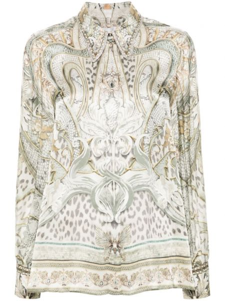 Robe chemise à imprimé Camilla blanc