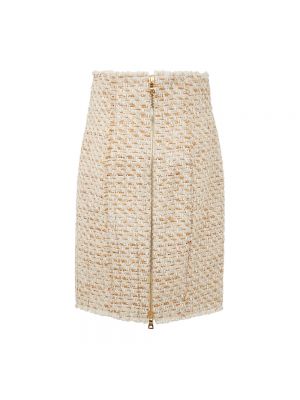 Mini falda de cintura alta de tweed Balmain beige
