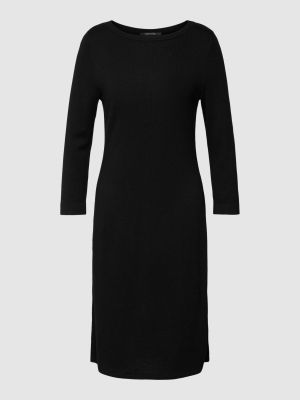 Dzianinowa sukienka midi z dekoltem w łódkę Comma czarna
