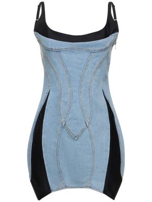 Sukienka mini z dżerseju Mugler niebieska