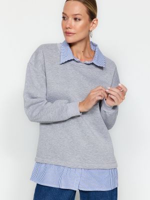 Melanžová pletená fleecová košile Trendyol