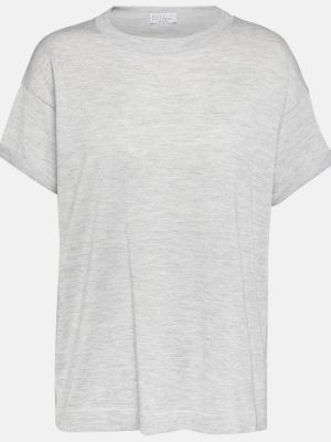 T-shirt di cachemire Brunello Cucinelli grigio