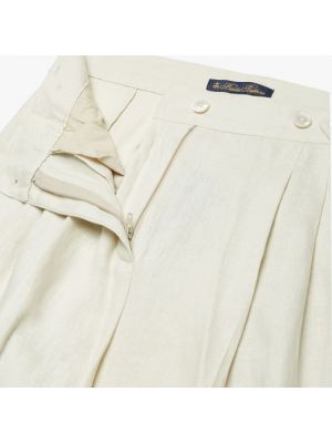 Pantalones de lino bootcut plisados Brooks Brothers beige