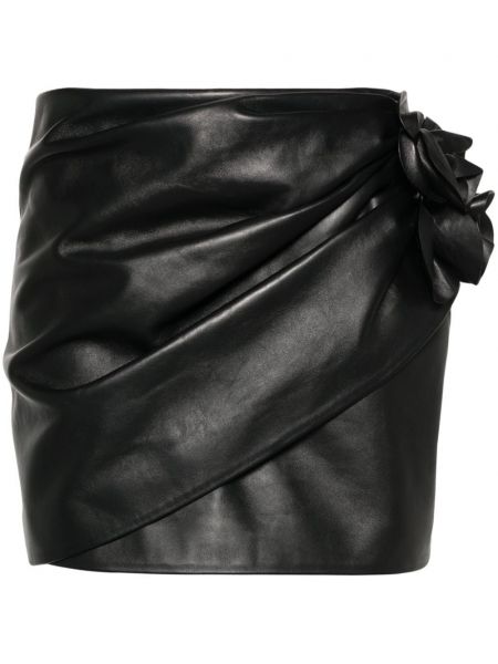 Φλοράλ δερμάτινη φούστα Magda Butrym μαύρο