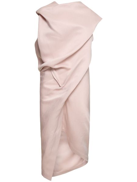 Vestido midi de raso drapeado Issey Miyake rosa