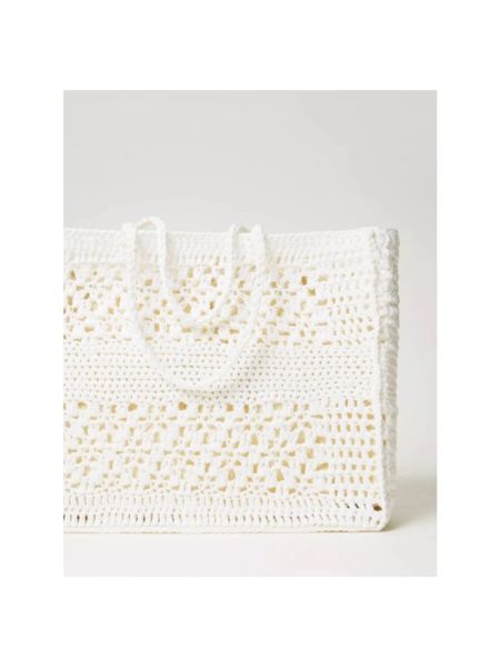 Boho shopper handtasche mit taschen Twinset weiß