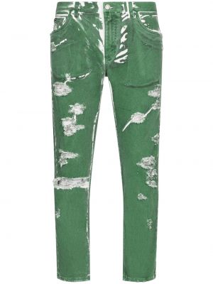 Skinny fit džinsai su įbrėžimais Dolce & Gabbana žalia
