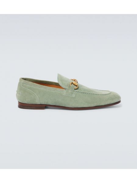 Pantofi loafer din piele de căprioară Gucci verde