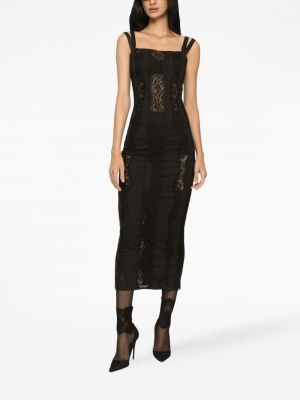 Krajkové midi šaty Dolce & Gabbana černé