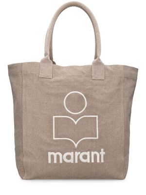 Βαμβακερή τσάντα shopper Isabel Marant μπεζ