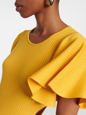 Vestido midi de lana Chloé amarillo
