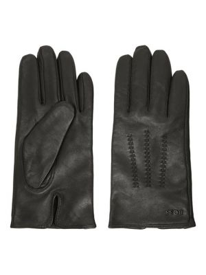 Кожаные перчатки Boss черные