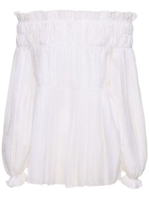 Βαμβακερό πουκάμισο με βολάν Alberta Ferretti λευκό