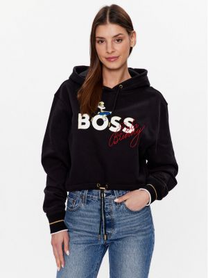 Laza szabású pulóver Boss fekete