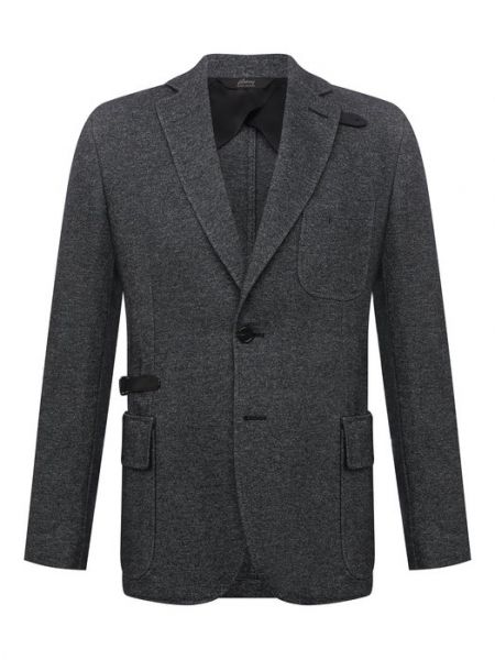 Хлопковый кашемировый пиджак Brioni серый