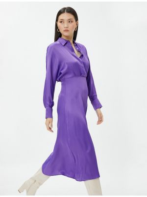 Атласное платье-рубашка с длинным рукавом Koton