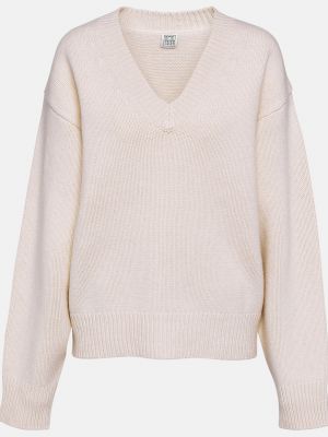 Кашемировый шерстяной свитер TotÊme белый