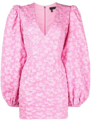 Φλοράλ κοκτέιλ φόρεμα ζακάρ Rotate Birger Christensen ροζ