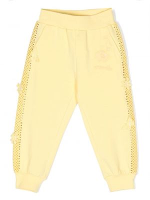 Pantaloni con cristalli Monnalisa giallo