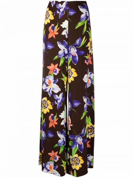 Pantalones de flores con estampado bootcut Ralph Lauren Collection marrón