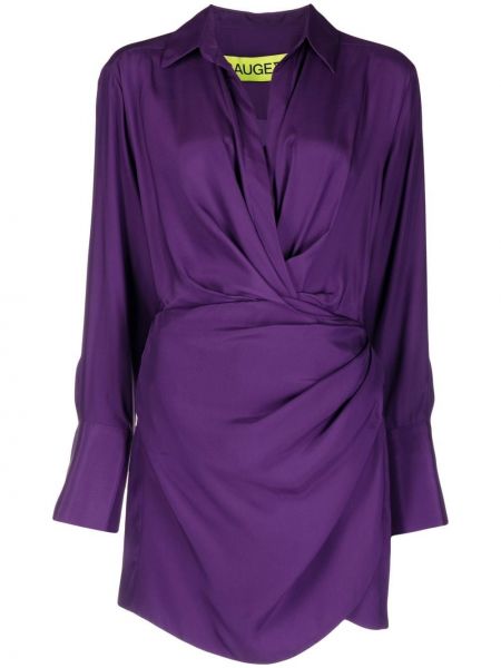 Mini obleka z v-izrezom z draperijo Gauge81 vijolična