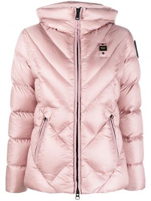 Hette zip lang jakke Blauer rosa