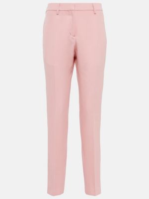Slim fit volnene ravne hlače Burberry roza