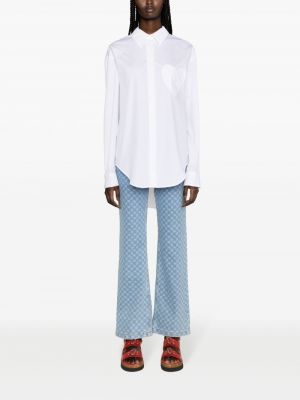 Bavlněná džínová košile se srdcovým vzorem Moschino Jeans bílá