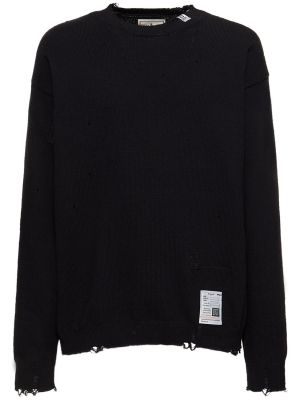 Βαμβακερός πουλόβερ με φθαρμένο εφέ Mihara Yasuhiro μαύρο