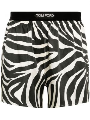 Pantaloni scurți din satin cu imagine cu model zebră Tom Ford