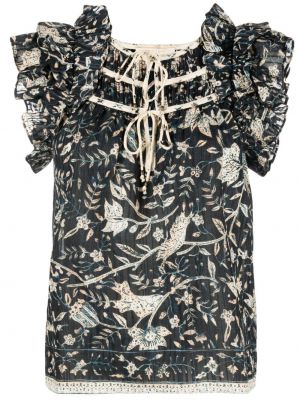 Trykt floral bluse Ulla Johnson blå