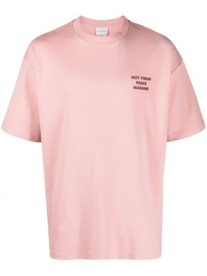 Bombažna majica s potiskom Drôle De Monsieur roza