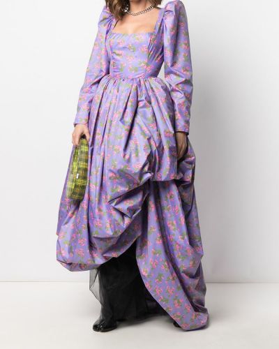 Vestido de noche de flores con estampado Natasha Zinko violeta