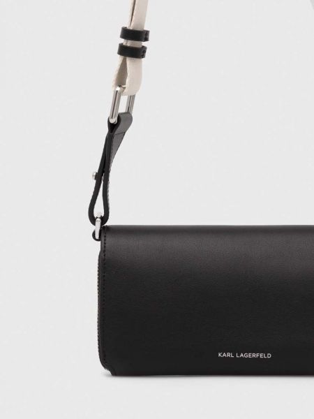 Bőr crossbody táska Karl Lagerfeld fekete