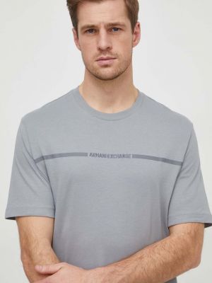 Памучна тениска с дълъг ръкав с принт Armani Exchange сиво