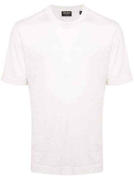 Jedwabna koszulka z okrągłym dekoltem Zegna biała