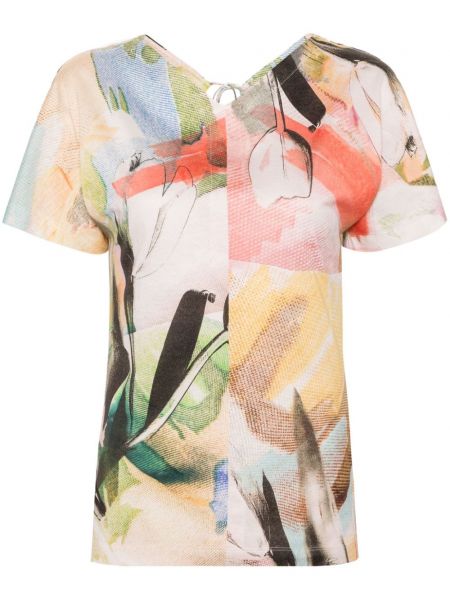 Bombažna bluza s cvetličnim vzorcem s potiskom Paul Smith oranžna