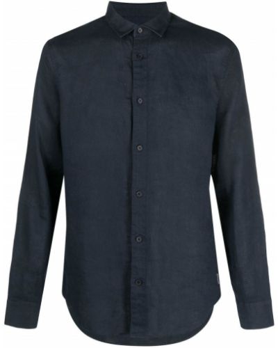 Lininė marškiniai Armani Exchange mėlyna