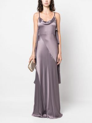 Drapované saténové večerní šaty bez rukávů Alberta Ferretti fialové