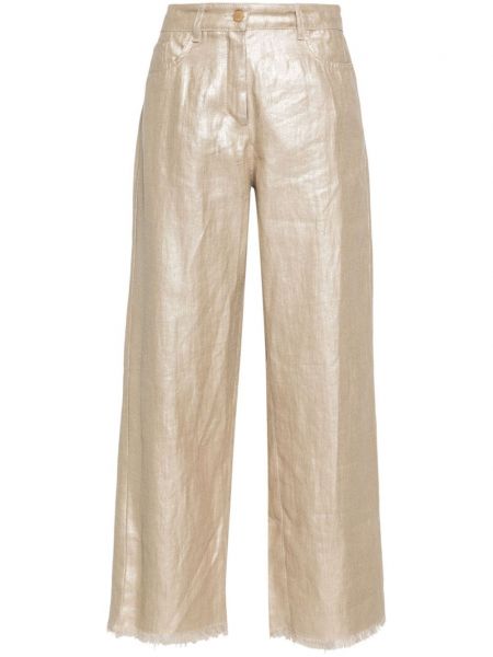 Λινό παντελόνι με ίσιο πόδι 's Max Mara χρυσό