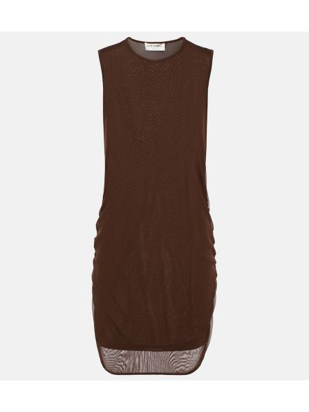 Mini vestido de tul Saint Laurent marrón