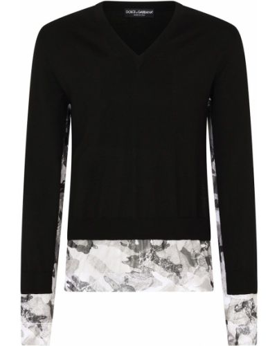 Kamuflere v-hals trykt sweatshirt Dolce & Gabbana svart