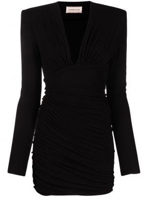 Mini obleka s cekini z v-izrezom Alexandre Vauthier črna
