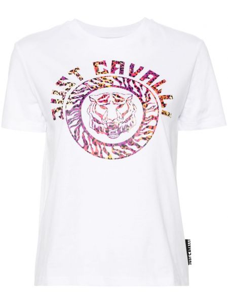 Pamučna majica s printom Just Cavalli bijela